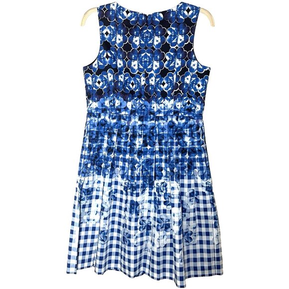 Talbots Dress Size 12 Petite Sleeveless Floral Gingham Fit & Flare Pleated NWT - Picture 3 of 11